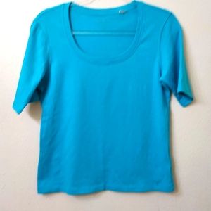 Chico’s Harmen Cotton Blend Elbow Tee Turqouise Size 8